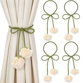 Tegeme Ha-tegeme-3286 4 Pcs Curtain Tiebacks Flower Holdbacks Boho Floral