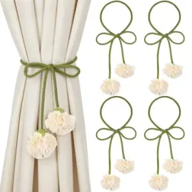 Ha-tegeme-3286 Tegeme 4 Pcs Curtain Tiebacks Flower Holdbacks Boho Floral