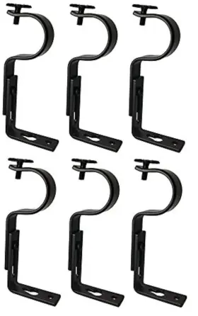 8541875728 Tejatan Curtain Rod Brackets Black 1 Inch - Set Of 6 3 Pairs