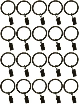 B01a0i4wzk Tejatan 1.5-inch Metal Curtain Rings With Clips And Eyelets 20 Black