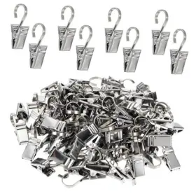 4x8ewo2u Telooco 80 Pcs Curtain Hooks With Clips Stainless Steel Hanging Thickened Silver
