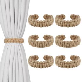 Terrekraft 762849593289 6 Pack Jute Curtain Tiebacks Braided Holdbacks No Drill Boho Curtai