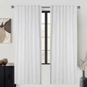 97408 The Beer Valley White Curtains For Living Room 84 Inches Length - Textured Cotton Farmhouse W