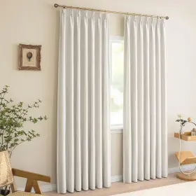Tg001-ca-z-w01-4084 Three Girls Pinch Pleated Linen Blackout Curtains 84 Inches Long For