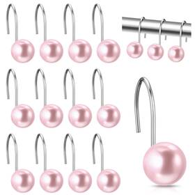 Threehoney Mii-threehoney-2052 12 Pcs Cute Shower Curtain Hooks Rings Artifical Pearl Decorat