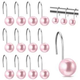 Mii-threehoney-2052 Threehoney 12 Pcs Cute Shower Curtain Hooks Rings Artifical Pearl Decorat