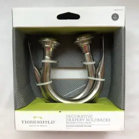 Threshold 490680701135 Decorative Drapery Holdbacks Brushed Nickel Finish - Set Of 2 In Pack