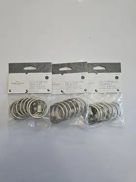Threshold 490680701319 Set Of 3 7 Packs Brushed Nickel Decorative 1.5 Inch Drapery Clip Rings New