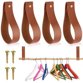 547470 Tiesome 2 0836 Leather Hook Lanyard 4pcs Wall Hanging Straps Hanger Towel Curt