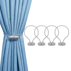 Tifanso 198715843286 Gray Magnetic Curtain Tiebacks - 4pcs Tie Backs For Curtains Decorat