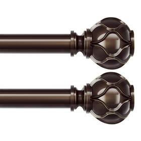 Time Forest 679070005811 2 Pack Curtain Rods For Windows 72 To 144 Inches 6-12ft 1 Inch Bronze Adju