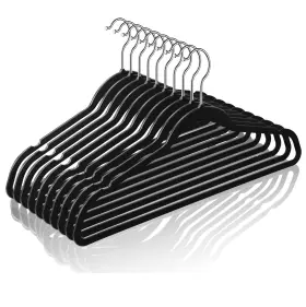 20200701-1 Timmy 50 Plastic Hangers 17.7 Inch - Velvet Non-slip Space Saving Closet Org
