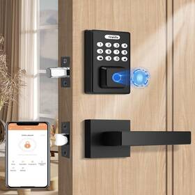 Tinewa B0brzrxlv4 Keyless Entry Door Lock 2 Lever Handles Fingerprint Handleset