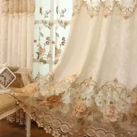 Tiyana 437570445961 Luxury Embroidered Cloth Curtain For Living Room 84 Inch Length Custom Romant