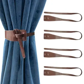 Key09-0046 Tkgkhk Leather Curtain Tiebacks Set Of 4 Pu Buckle Holdback