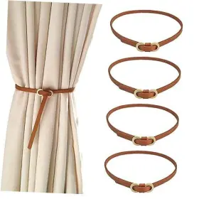 Key09-0070a Tkgkhk 4pcs Leather Curtain Holdbacks Minimalist Drapery Tiebacks Window