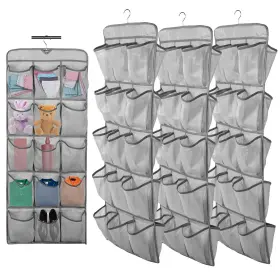 200040798 Tksdwblty 3pcs 30 Large Pockets Dual Sided Hanging Shoe Organizer Double-side Closet St