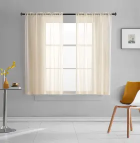 Td-tll-116 Toava Deco Td-tll-116- Beige Sheer Voile Curtains Translucent Solid Color Window Treatment 72 Inches