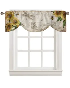 As65 Tocahome Adjustable Tie-up Window Curtain Kitchen Valance For Living Room Sunflower An