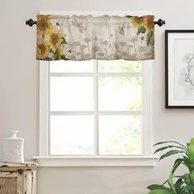 Lp21kl2 Tocahome Window Curtain Kitchen Valance For Living Room Sunflower And Bee On Vintage O