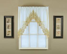 Todays Curtain 1918 Vintage Macram Organza Swag 38 Inch Ecru/gold 58 W X L