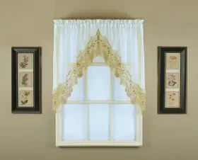 1918 Todays Curtain Vintage Macram Organza Swag 38 Inch Ecru/gold 58 W X L