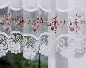 Todays Curtain 1924 Vintage Macram Organza Valance 14 Inch White/rose 58 W X 1