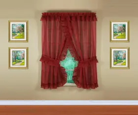 Todays Curtain 647506013051 Emelia Priscilla Sheer Pair 60 Inch W X 63 L Burgundy 5-piece