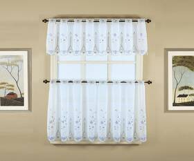 Todays Curtain 647506019954 Samantha Embroidered Sheer Tier 24 Inch White/green 59 W X 24