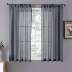 Tollpiz Sddldkgrey5463 Sheer Curtains Linen Textured Bedroom Curtain Sheers Light Filtering