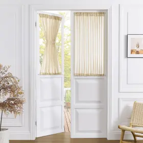 Sdsgdlbeige5454 Tollpiz Short Sheer Door Curtain Closet Linen Textured Sheers Doorway