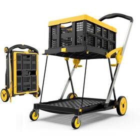 Tolret Tr106-y Collapsible Shopping Cart With Wheels 200 Lbs Capacity Grocery On Wheel