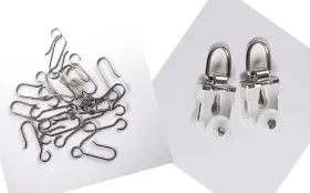 Tom Tool 750439016874 Track Rollers 20 Pcs And Metal Curtain Hooks For Drapes 22 Upgraded Alum