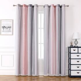 Tongcan Tccht002 Pink Ombre Curtains For Bedroom Rainbow Blackout Double Layer Star C
