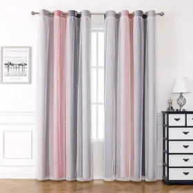Tccht002 Tongcan Pink Ombre Curtains For Bedroom Rainbow Blackout Double Layer Star C