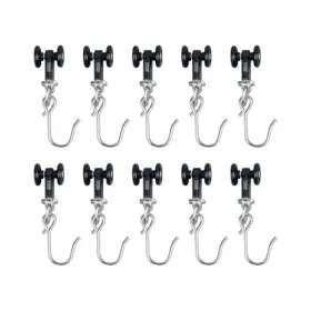 Tongfeng 795749258491 Curtain Track Rollers Smooth Gliders With Metal Hooks For 10 Black