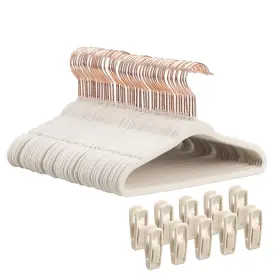 Tonswachic 761017681407 50-pack 11 Inch Baby Closet Hangers With 10 Clips - Soft Velvet Non-slip Hang