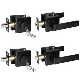 Toocust B0dp4dcmls Matte Black Entry Door Lock And Deadbolt Combo 2 Pack Keyed Alike