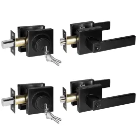 B0dp4dcmls Toocust Matte Black Entry Door Lock And Deadbolt Combo 2 Pack Keyed Alike