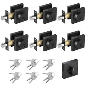 Toocust B0dpfxs62x Matte Black Square Single Cylinder Deadbolt Lock 6 Pack Home Security