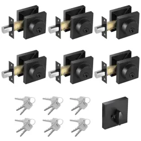 B0dpfxs62x Toocust Matte Black Square Single Cylinder Deadbolt Lock 6 Pack Home Security