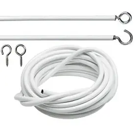 16511355238545 Tookie White Curtain Wire Hanging Cord With Self-adhesive Hook And Eyes For Net 3m