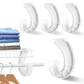 17331214543365 Tookie 4pcs Hanging Closet Rod Support 3/4 Bracket J-shaped Shelf