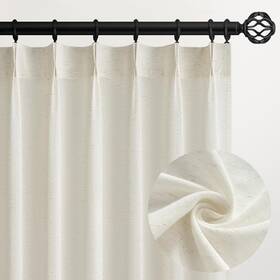 Topfinel Cl217hzrbnatural100x259-2 102 Inch Curtains 2 Panels Set Two Packs Pinch Pleat Back Tab Linen