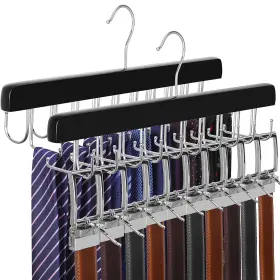Ct52b Topia Hanger 2 Pack In 1 Belt Tie For Closet Max 60 Belts With Ti