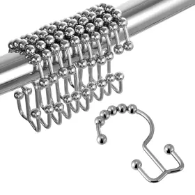 Sch20-pc Toprod Shower Curtain Hooks Rings Double Sided Stainless Stee