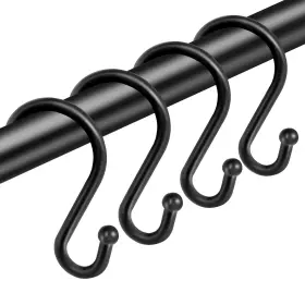 Sch22-bk Toprod Shower Curtain Hooks Rings Stainless Steel S Shaped Rust Proof