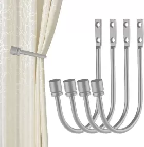 Toresper 689855138139 Curtain Holdbacks 4pcs U Shaped Hook Wall Mounted Tassel