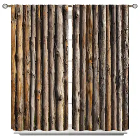 Trelemek 672929982994 Light Blocking Curtains Wooden Fence Trunks Old Wood Texture A Row Of