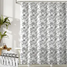 X1854 Treory Lb Black Shower Curtain Set With Metal Hooks Cottagecore Faux Linen Elegant V Inch